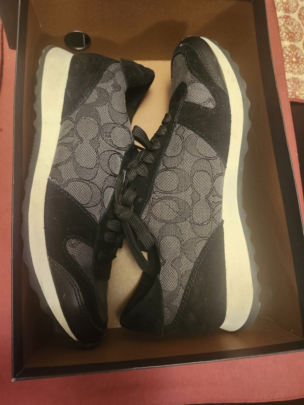 Coach Black and Gray Signature Low-Top Sneakers